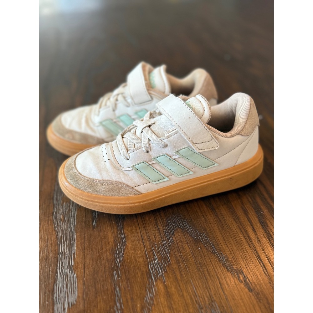 adidas Tensaur Sport 2.0 Kids Size 11K White Mint Good Hook and Loop Sneakers